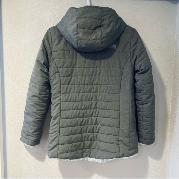 ❄️ North Face ❄️ Girls Gray and Blue Mossbud Swirl Hooded Parka Coat Large 14/16 - Picture 3 of 13